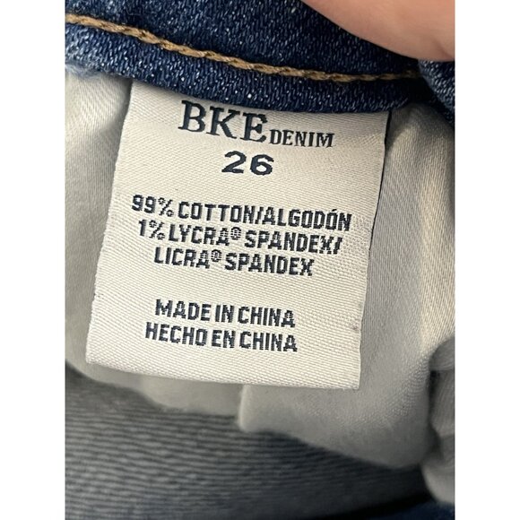BKE Mom Jean High Rise Light Wash Destroyed Distressed Sz 26 X 27.5 - Picture 12 of 13
